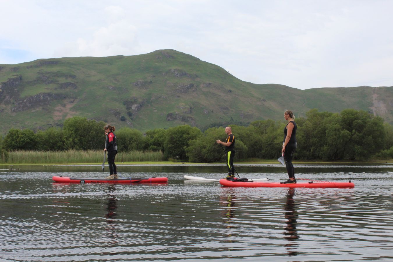 Women paddleboarding on Derwentwater