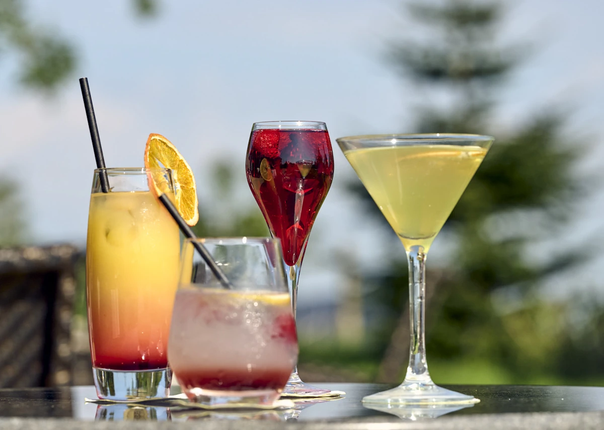 Colourful cocktails on a table