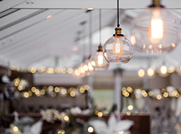 Lights in The Conservatory restaurant at the Melbreak Hotel