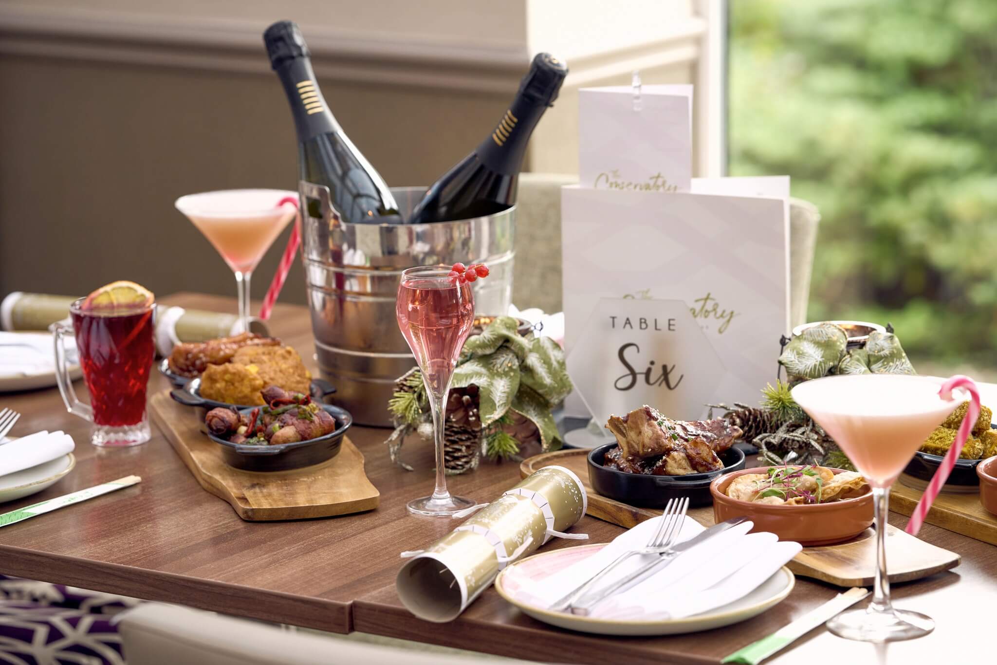 Festive food, drinks and champagne at the Conservatory